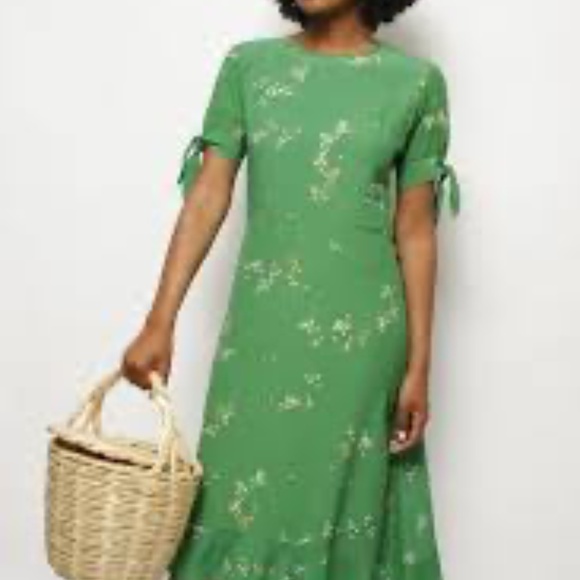 Faithfull The Brand Emilia Midi Dress Myrtille Floral Print Green L - Picture 2 of 8